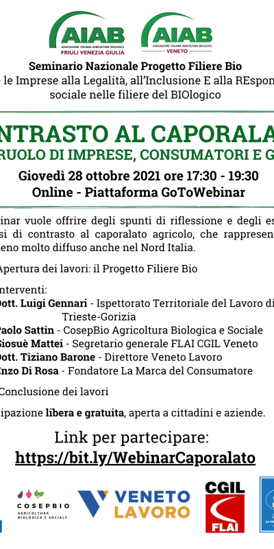 I prossimi Webinar: agricoltura sociale e contrasto al caporalato 📆