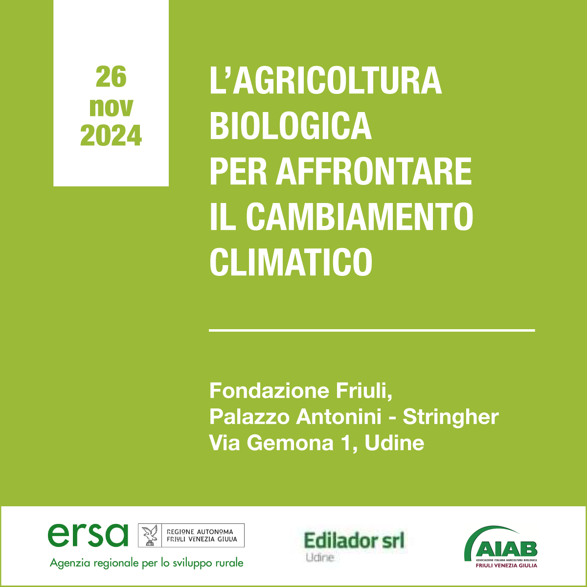 26.11.2024 L’agricoltura biologica per affrontare il cambiamento climatico