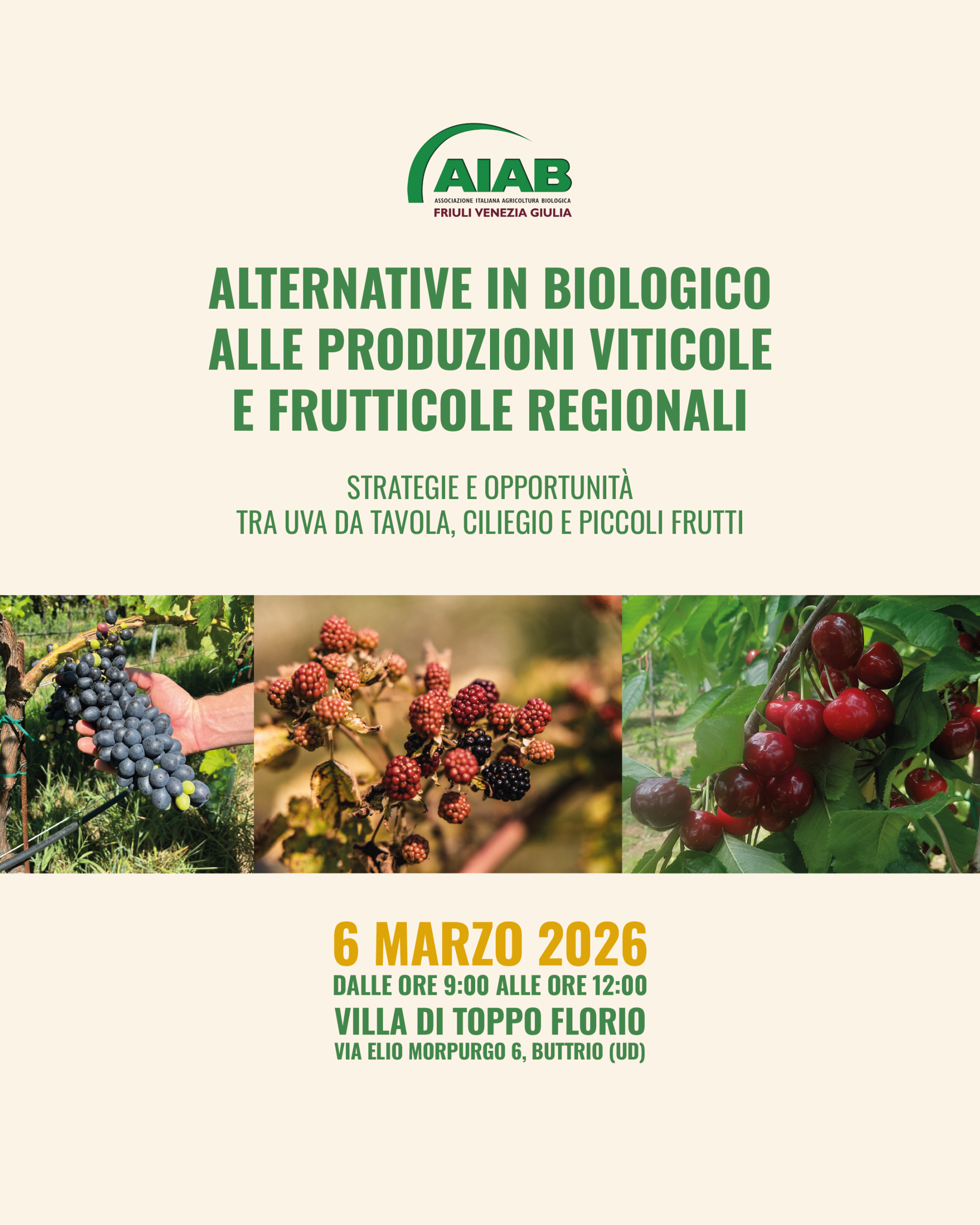 06.03.2026 – Alternative in Biologico alle Produzioni Viticole e Frutticole regionali